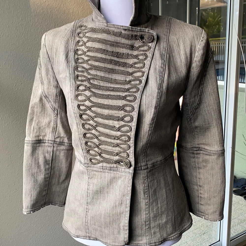 Alice+Olivia military style Jean jacket